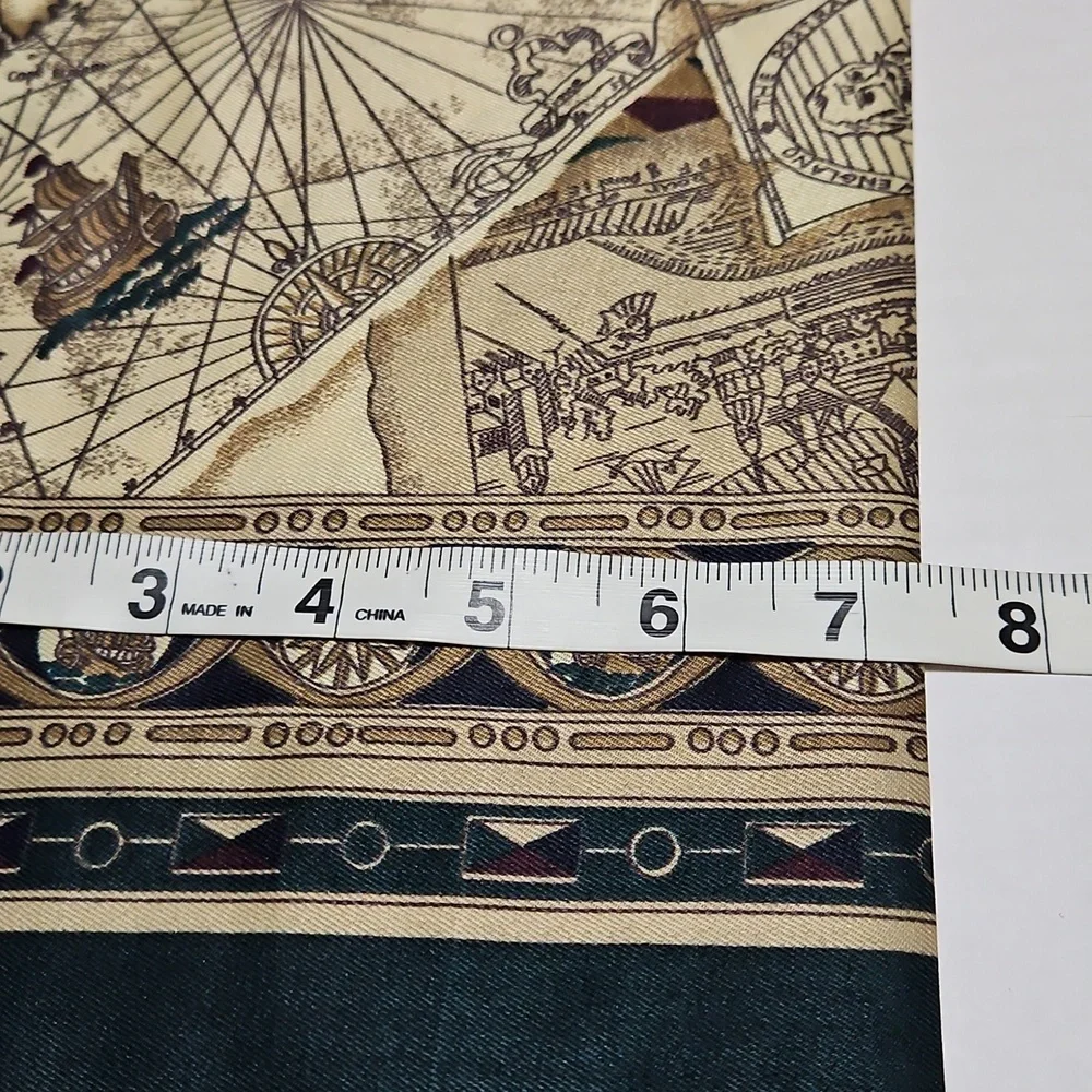 Mackintosh New England Vintage Map Print Scarf - Cream Green and Brown 7.5x60 - Picture 5 of 8